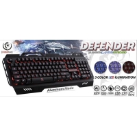 DEFENDER Aluminiowa multimedialna klawiatura dla graczy USB, podświetlana w 3 kolorach-1030211