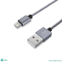CB-D24 Grey nylonowy szybki kabel Quick Charge Lightning-USB | 1m | certyfikat MFi Apple-1033643